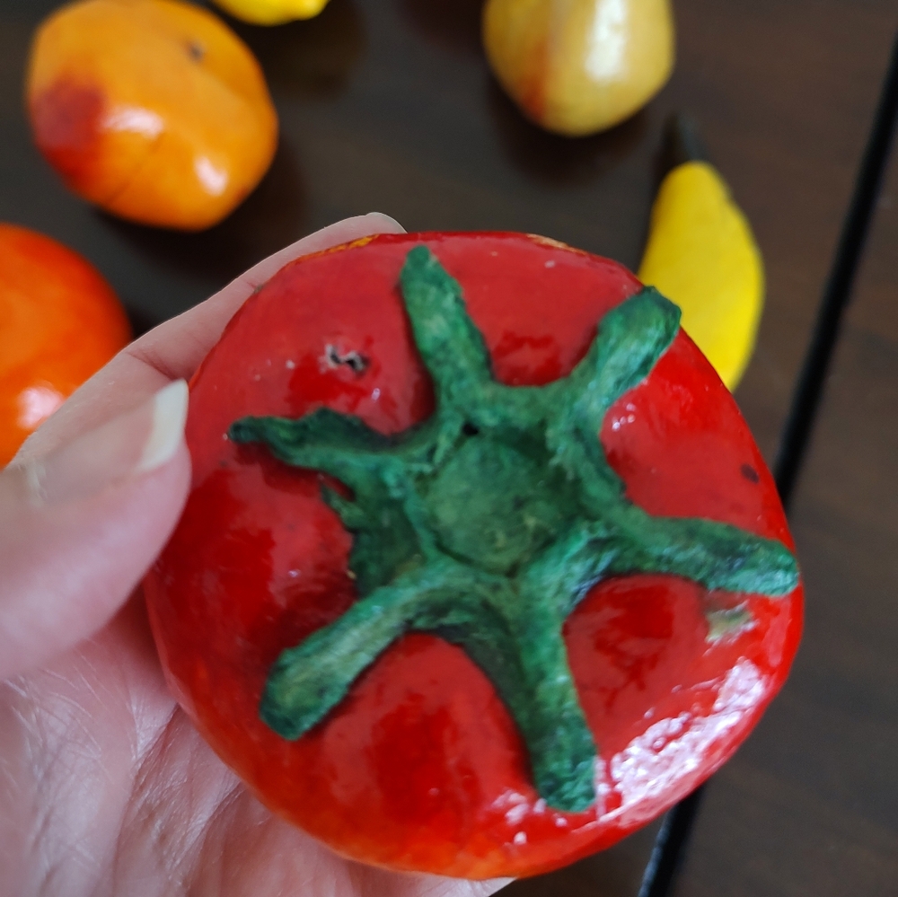 Vintage Papier-Mache Fruit Made In Mexico Eight Piece Decor Set Mid-Century - Picture 2 of 4